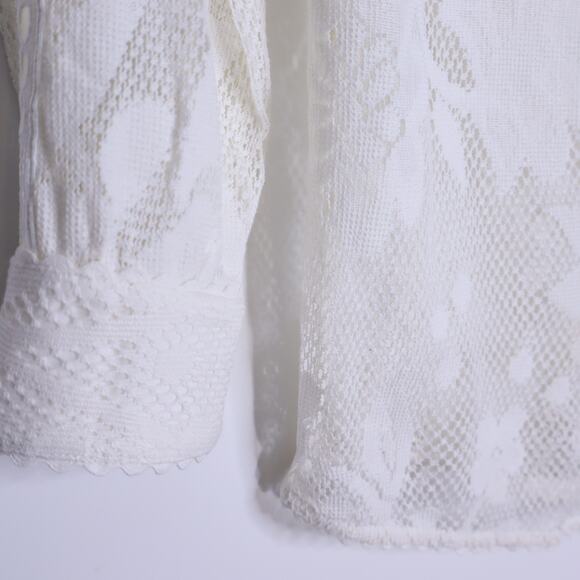 HEMANT & NANDITA Chemical Lace Button Front Shirt White Floral Women's XS - Picture 8 of 13